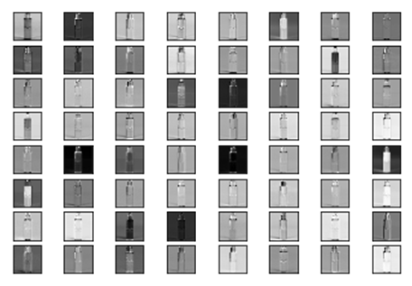 Rows of images of a bottle with different parts highlighted