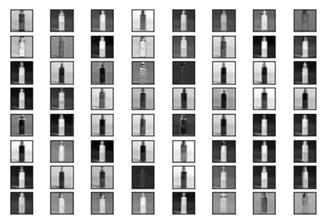 Rows of images of a bottle with different parts highlighted